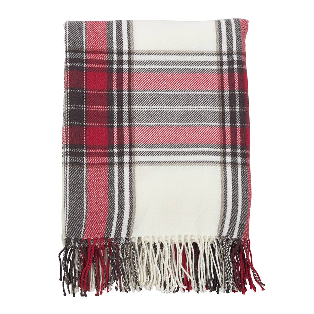 Fennco Styles - Wholesale Throw blanket - Red Classic Plaid Tassel Trim 50x60 Inch Throw Blanket2