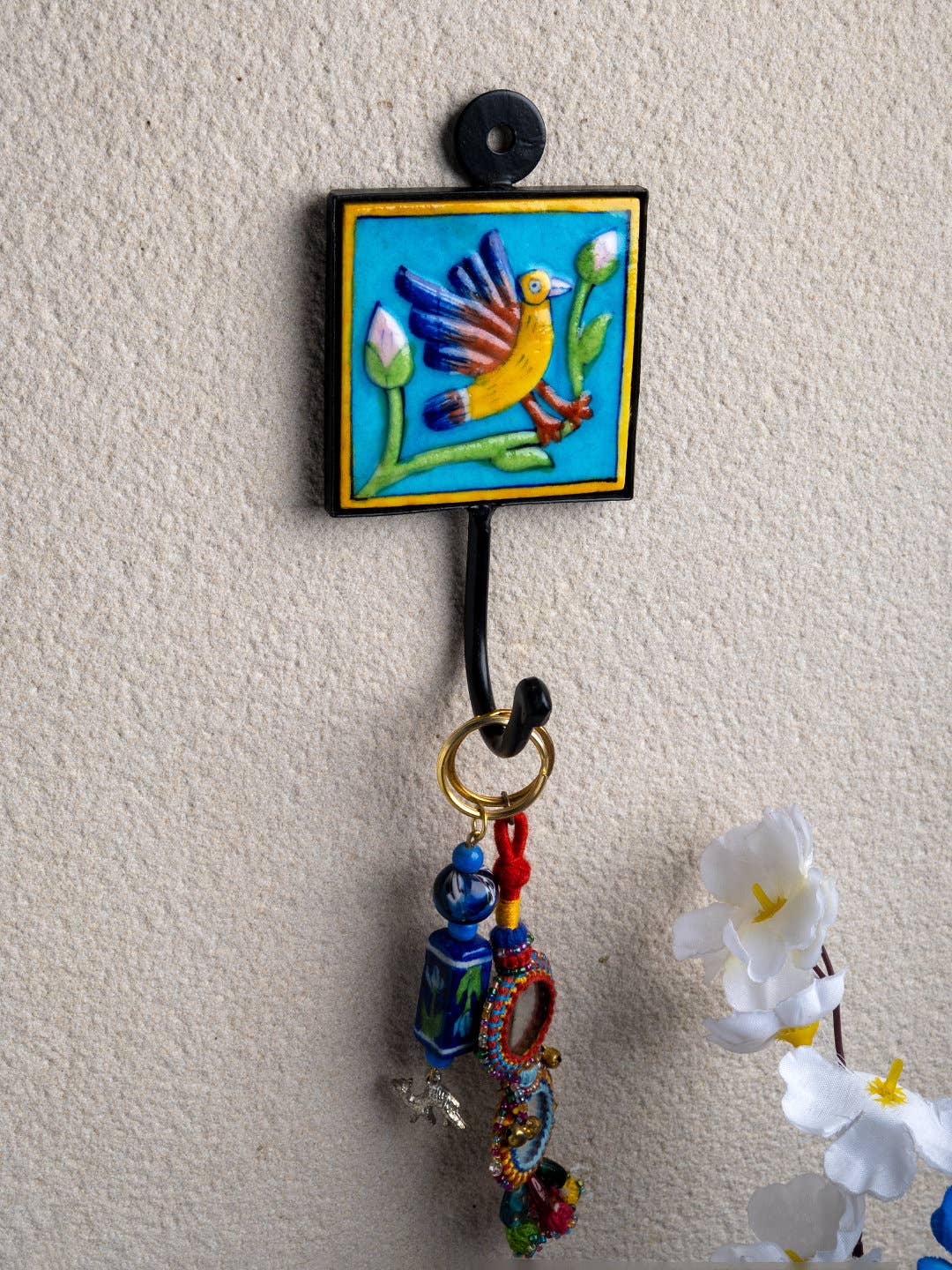 KNOBCO - Wholesale Wall Hook - Multicolor Square Shape Handmade Colorful Ceramic Coat Hook Towel Hook, Decorative Wall Hook, Coat Hanger Keys Hook, Embossed Hook2