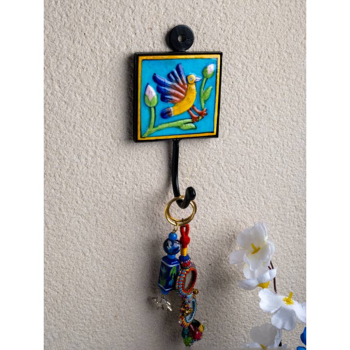 KNOBCO - Wholesale Wall Hook - Multicolor Square Shape Handmade Colorful Ceramic Coat Hook Towel Hook, Decorative Wall Hook, Coat Hanger Keys Hook, Embossed Hook2