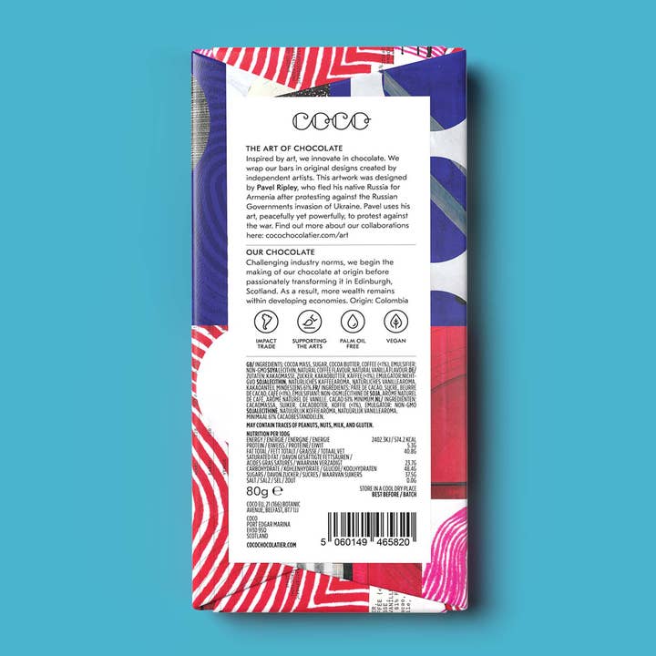 COCO Chocolatier - Wholesale Chocolate Bar - Cold Brew Coffee Dark Chocolate Bar (Pack of 12)