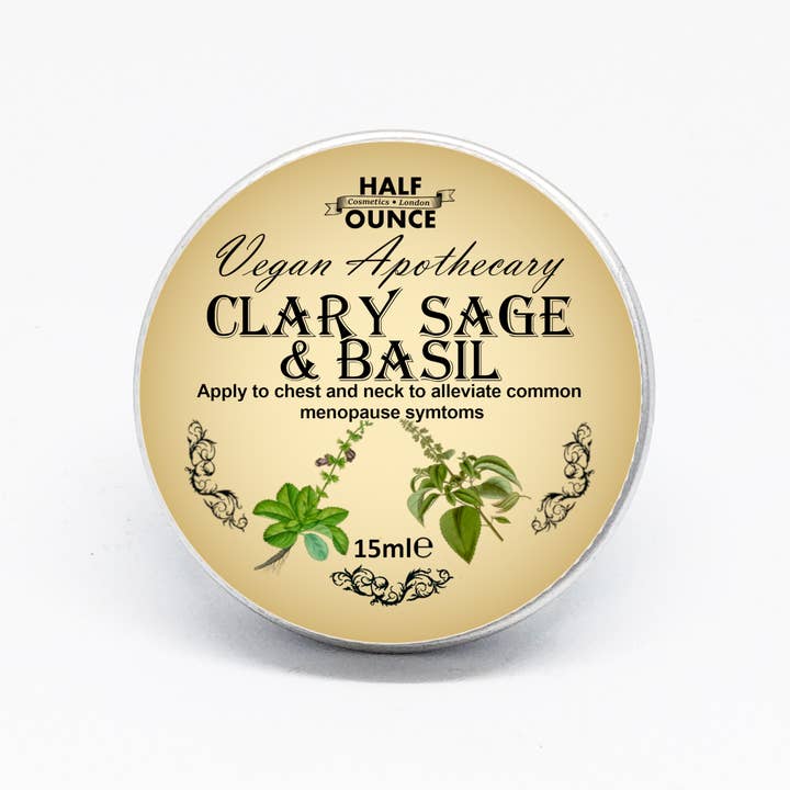 Clary Sage and Basil Balm for menopause symptoms for wholesale by Half Ounce Cosmetics