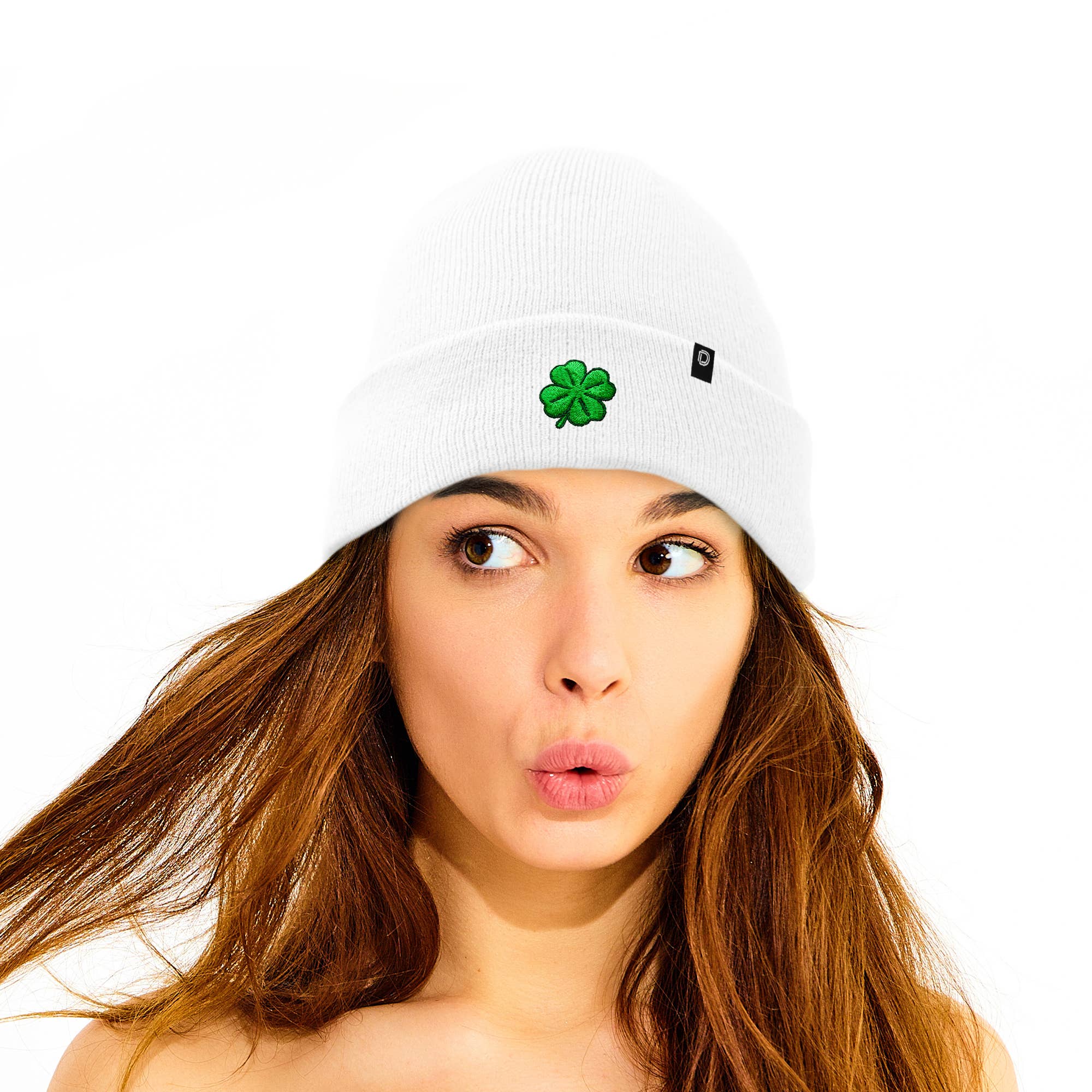 Dalix - Wholesale Beanie - Women's - Dalix Embroidered Clover Beanie Cap Cuffed Knit Hat Women78