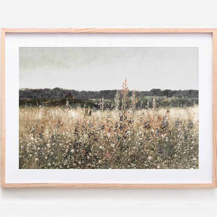 Sugar & Canvas – wholesale Art print – European Vintage Country Flower Field Moody Art Print VP363