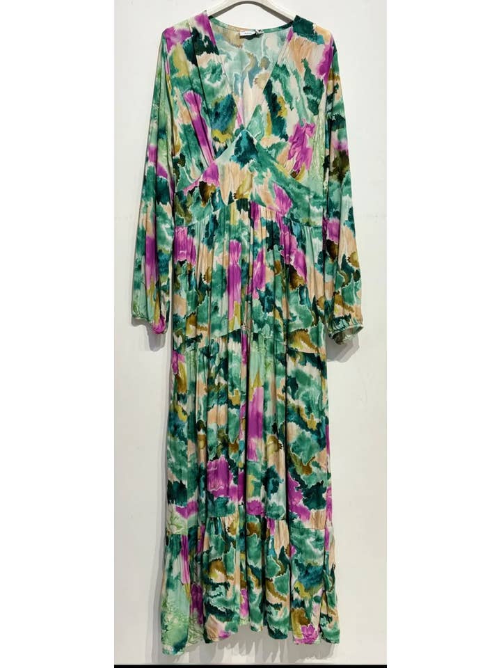 LOOWIE - Wholesale Dress - Women's - 62-1 One Size Italian Floral Maxi Printed Dress LOOWIE