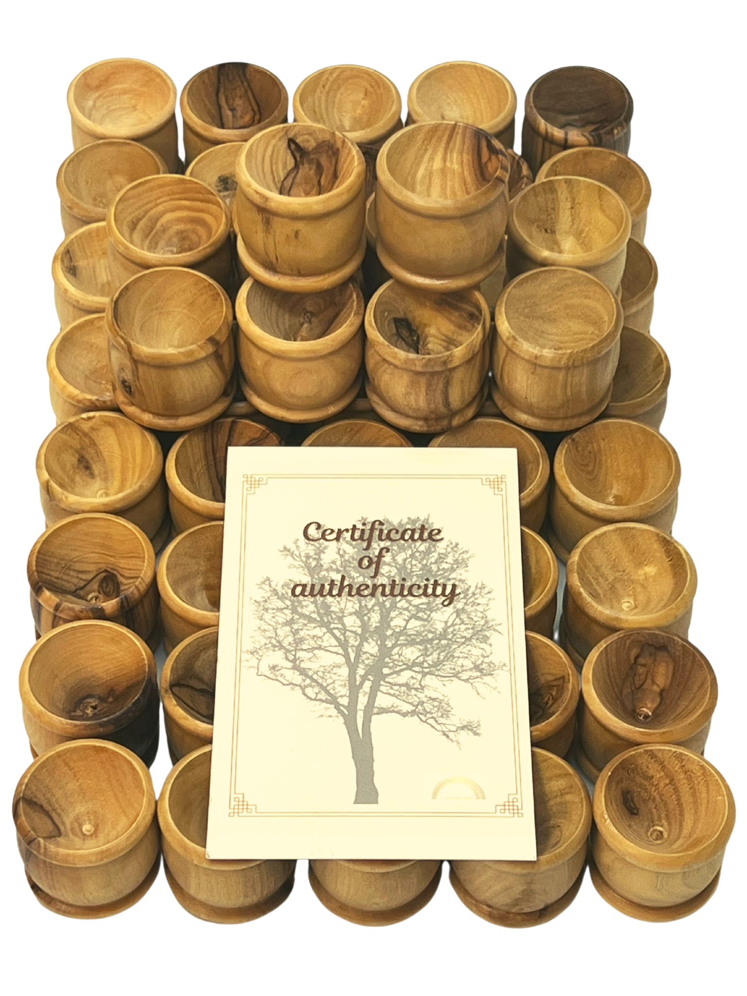 3 Arches USA - Wholesale Decorative Plate/Dish/Bowl - Olive Wood Communion Cups 1.1" Height-Set of 50 pieces2