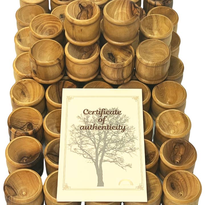 3 Arches USA - Wholesale Decorative Plate/Dish/Bowl - Olive Wood Communion Cups 1.1" Height-Set of 50 pieces2