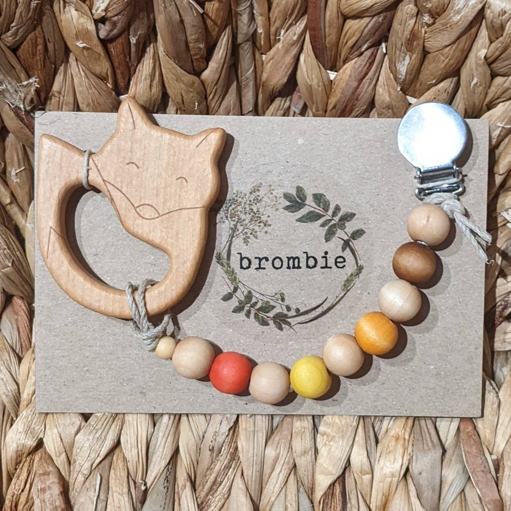 Brombie - Wholesale Pacifier Clip - Baby - Interchangable wooden pacifier clip with wooden teether7