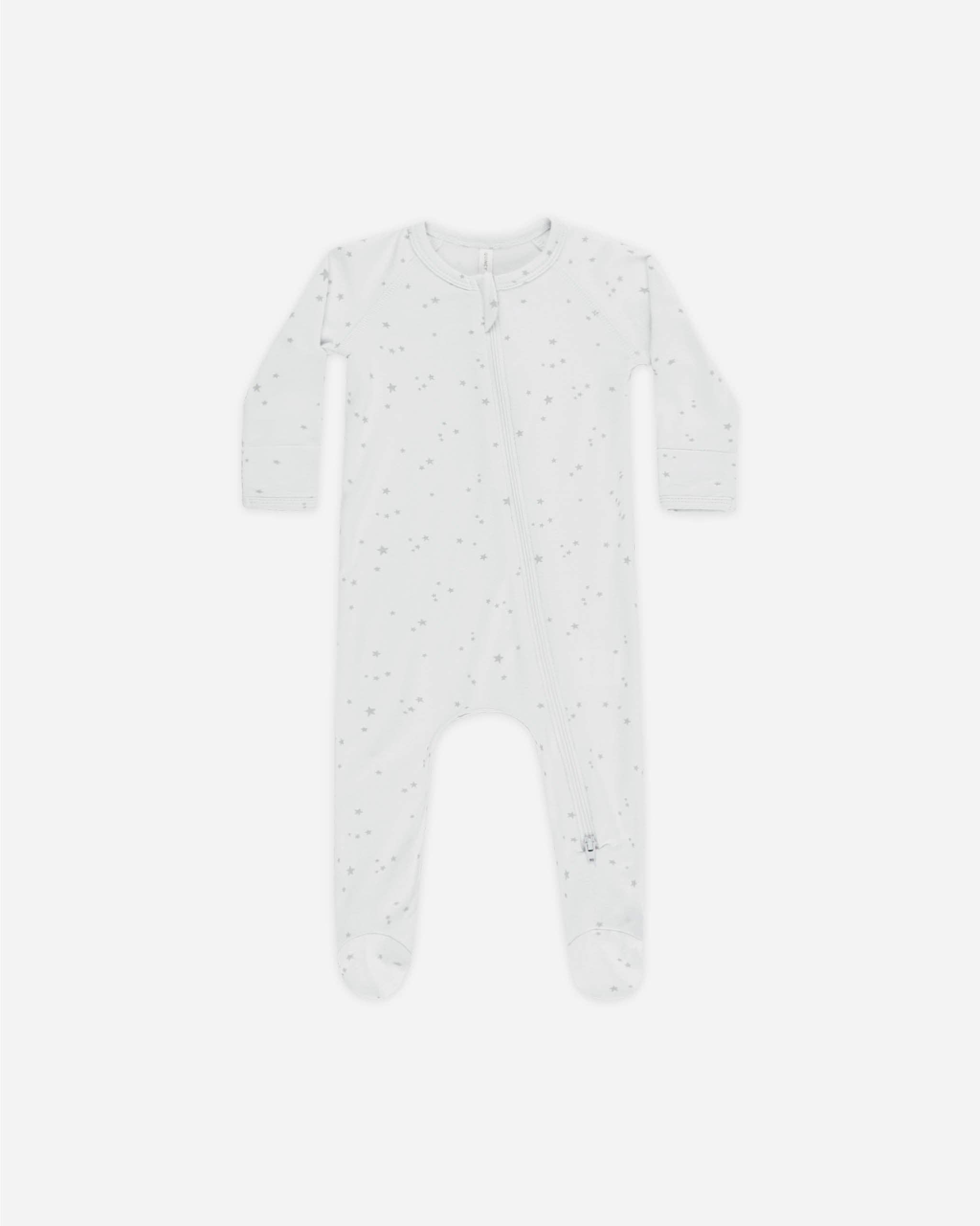 Quincy Mae - Wholesale Jumpsuit - Baby - Modal Zip Footie Stars Fog0