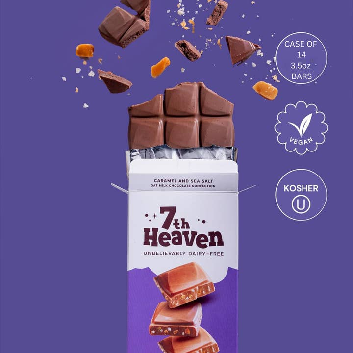 7th Heaven Chocolate - Wholesale Chocolate Bar - Vegan Oat Milk Chocolate Bar: Caramel & Sea Salt, Dairy-Free2