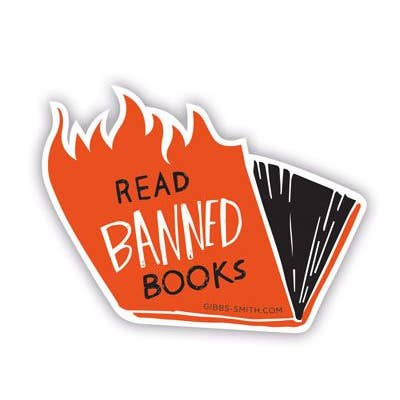 Gibbs Smith - Wholesale Sticker - Banned Books Sticker (Flames) Pack (6)