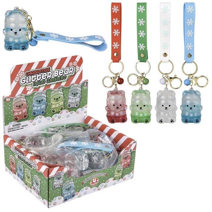 2.33" CHRISTMAS LIQUID BEAR WRISTLET CLIP ON for wholesale by The Toy Network