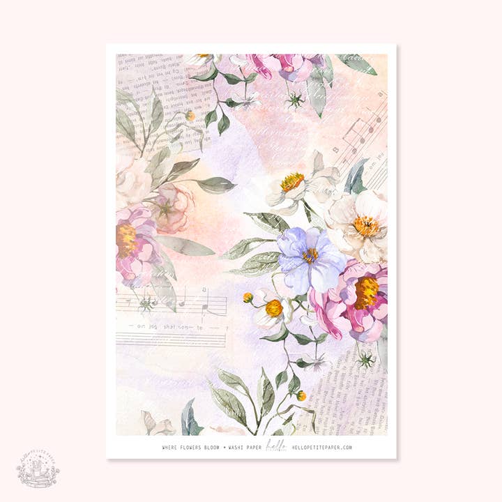 Où les fleurs s'épanouissent | feuille de washi déchirable (1 feuille) pour la vente par Hello Petite Paper