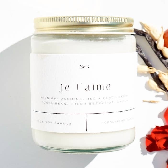 Je T'aime 9 oz glaslys - Sælges som kasse med 6 stk. for engroshandel hos Forget Me Not Candle