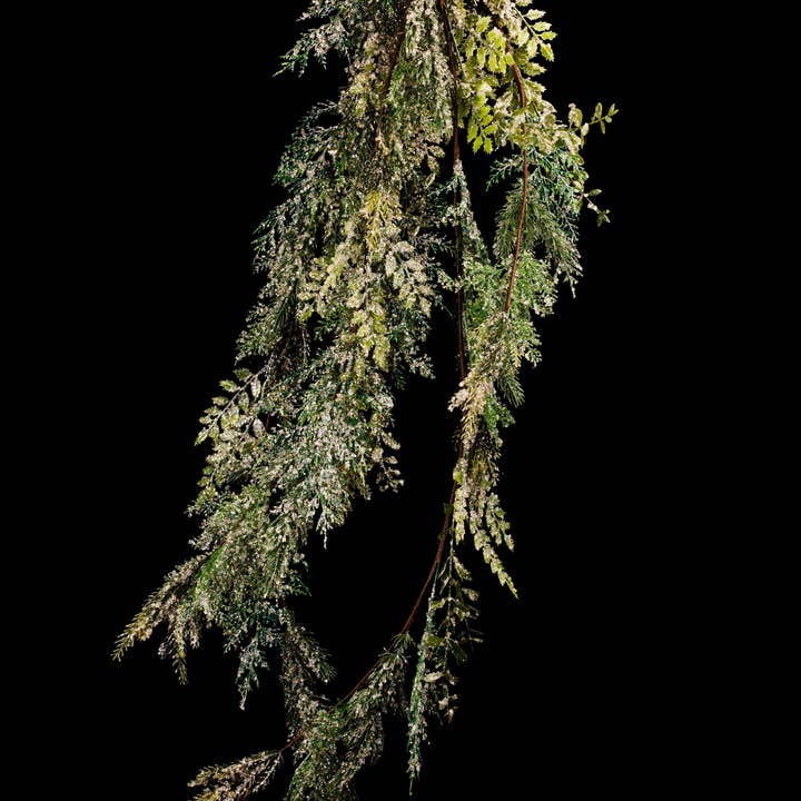 4' Mixed Foliage Garland with Icicles for wholesale by Winterland Inc.