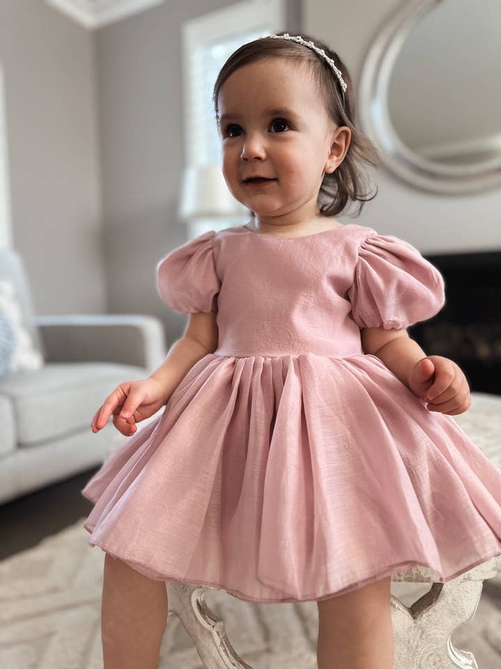 A Little Lacey - Wholesale Dress - Baby - Delia Dusty Pink Baby Dress