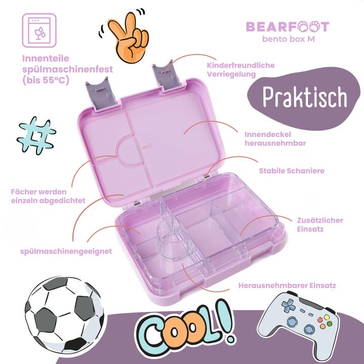 BEARFOOT - Wholesale Lunch Bag/Box - Kids - Children's lunch box with compartments, lunch box, bento box - purple4