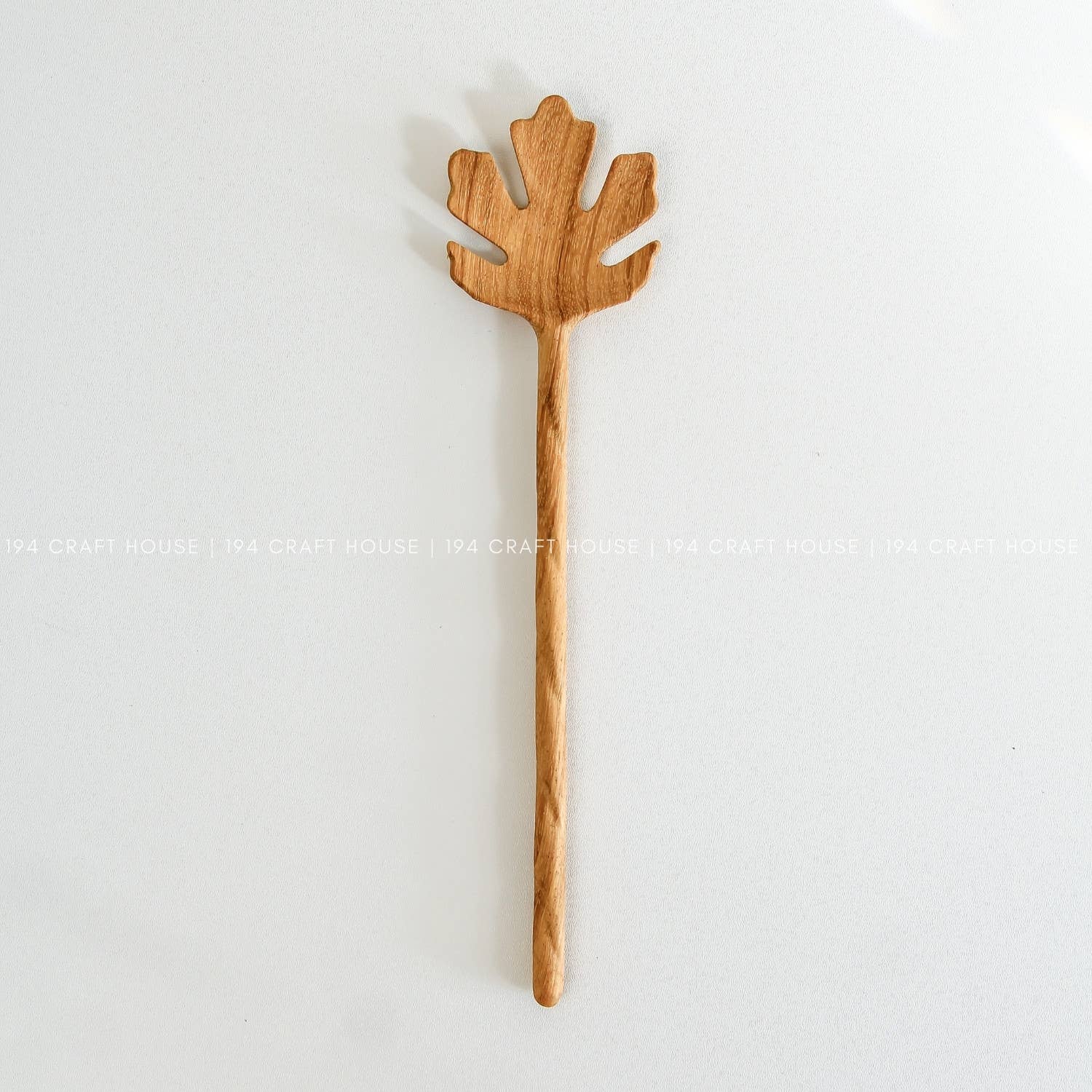 194 Craft House - Wholesale Serving Utensil - Hand Carved Leaf Shaped Wooden Spoon 10" - Serving Spoon3
