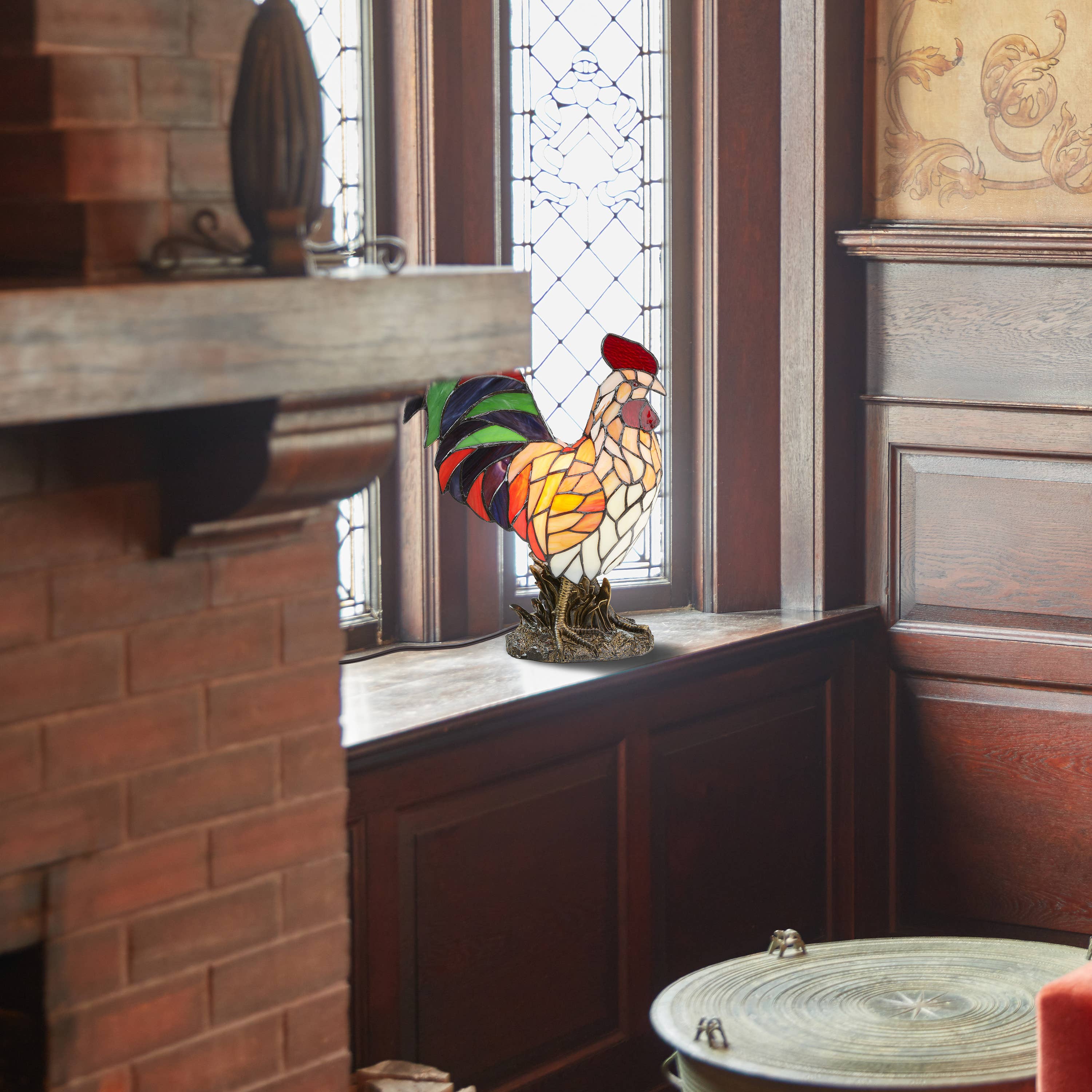 River of Goods - Wholesale Accent/Desk Lamp - 15"H Tiffany-style Rooster Multi-Color Novelty Accent Lamp3