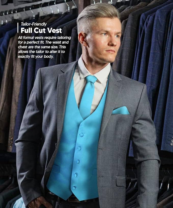 Dubal Brothers - Wholesale Suit Vest - Men's - Vittorio Farina Solid Satin Vest Set (White Back) Var. 02 (Mustard-Yellow)30