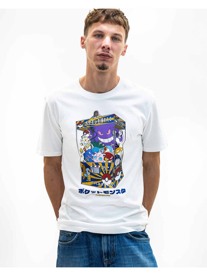 Off white Pokemon Clip-on Machine T-shirt - Pokemon T-shirt for wholesale on Faire2