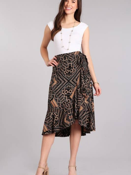 Chris & Carol Apparel – wholesale Kjol - Dam – Vävd wrap Print kjol