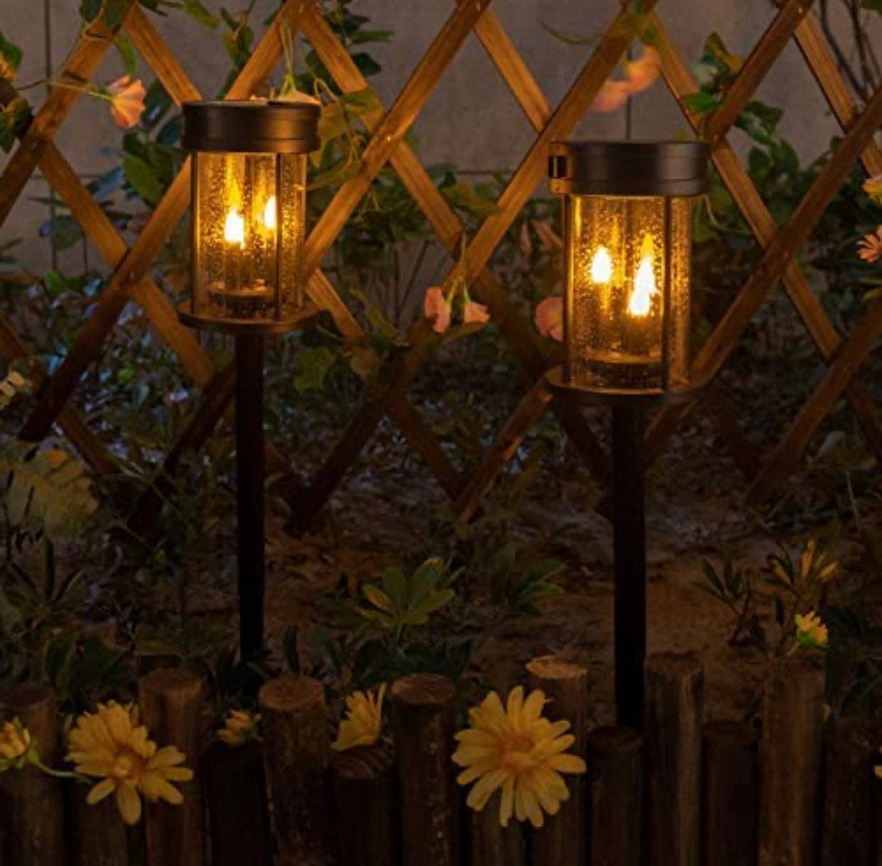 OutdoorSolarOutlet – wholesale Outdoor/lawn light – Solar Flickering Candle Lantern Outdoor Garden Stake Lights (2Pack, Black)4
