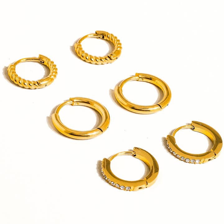 Claude 18K Gold Non-Tarnish CZ Hoops Earring for wholesale on Faire0