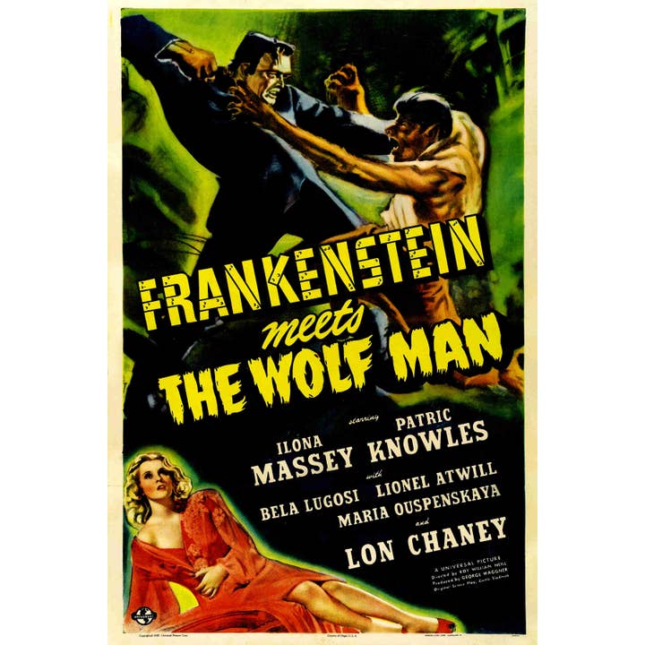 Frankenstein Wolfman Monster Movie Poster 8 x 12" Tin Sign for wholesale by BMS BIZ