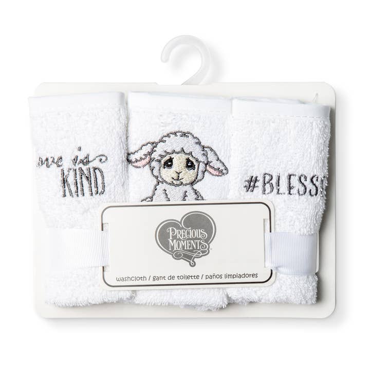 Rose Textiles - Wholesale Wash Cloth - Kids & Baby - Lamb Washcloth- Set of 3