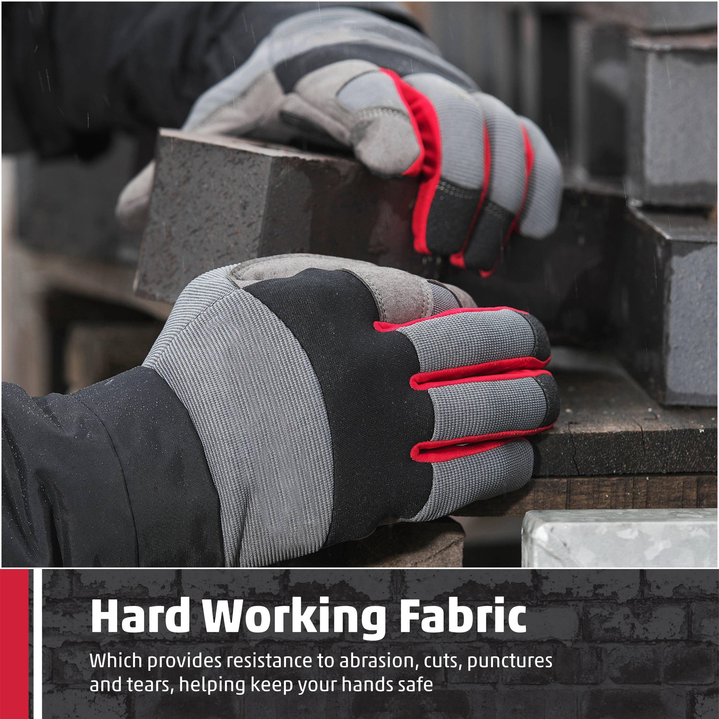 TuffStuff Workwear - Vente Gants – homme - Gants de travail TuffStuff Pro avec paumes rembourrées, noirs et rouges3