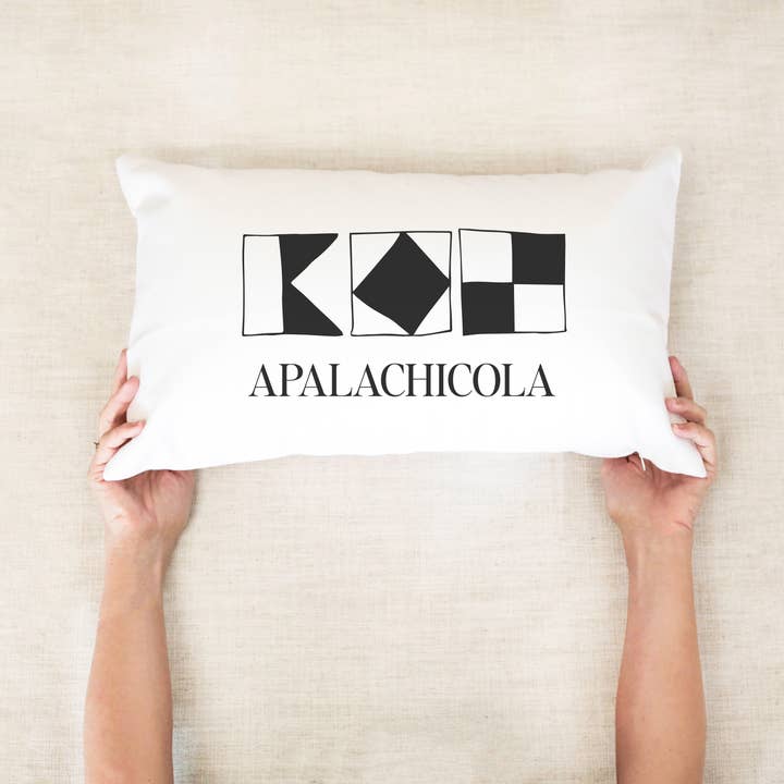 Custom Nautical Flag Name Graphic Pillow for wholesale by Salt + Fare
