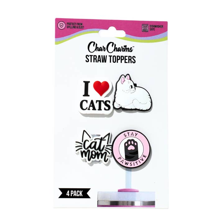 Katzenmama Strohhalmaufsätze (4er-Pack) für den Großhandel von CharCharms