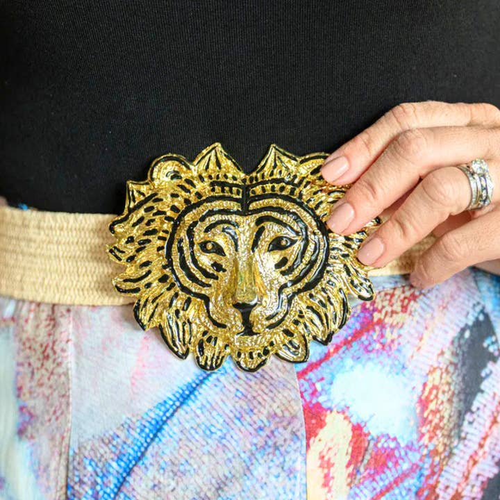 Garland Bags - Wholesale Belt Buckle - Women's - "Liger" Interchangeable Artisan Belt Buckle w/ Gold Finish