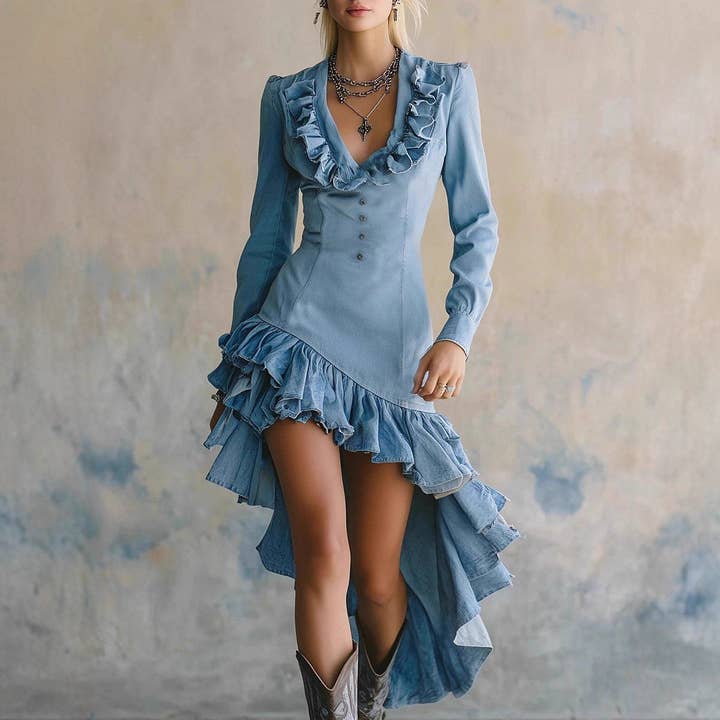 Western-Stil Florales Jeanskleid für Damen für den Großhandel von ShieldChic