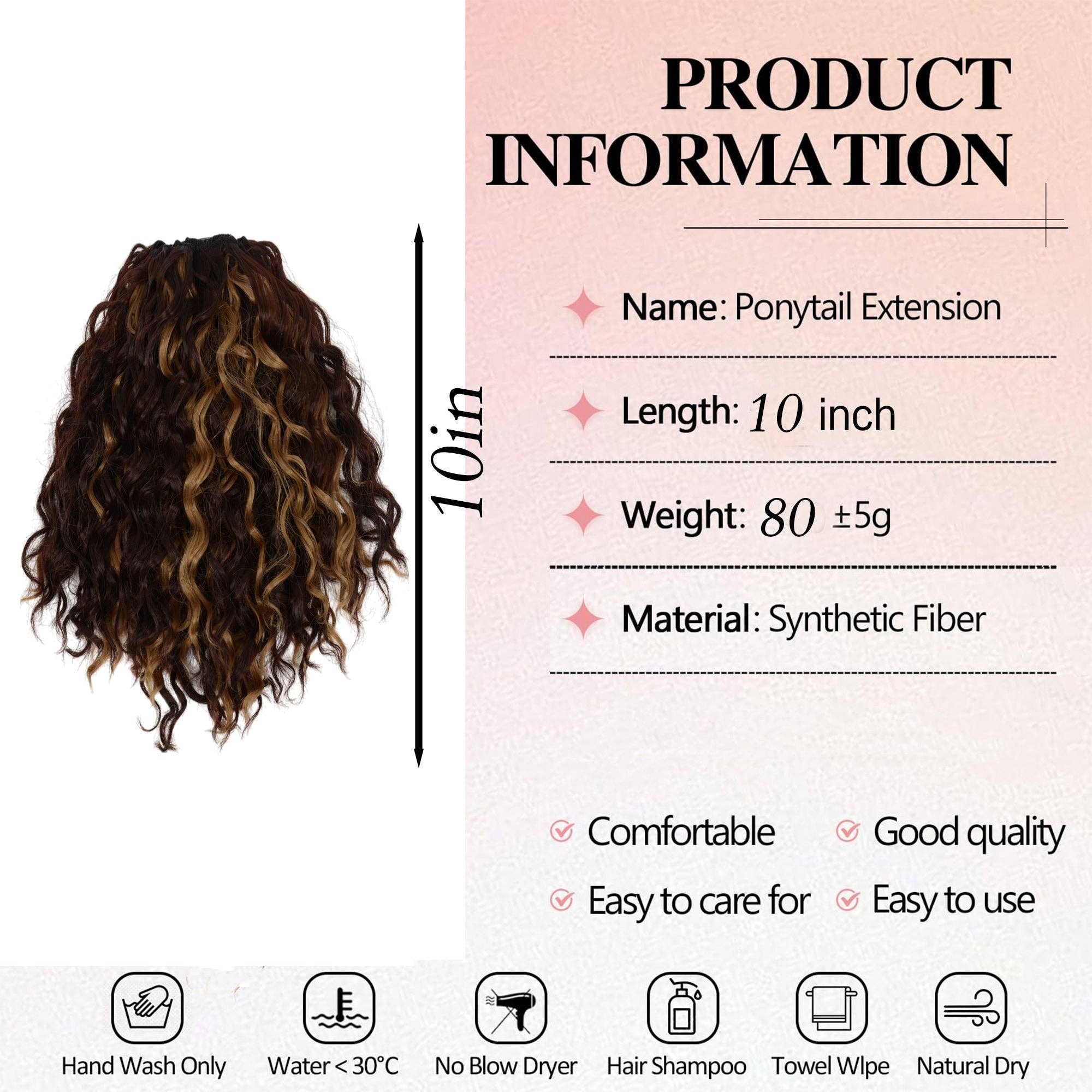 AK Brand - Wholesale Hair Extensions - 10" Curly Drawstring Ponytail Extension for Women3