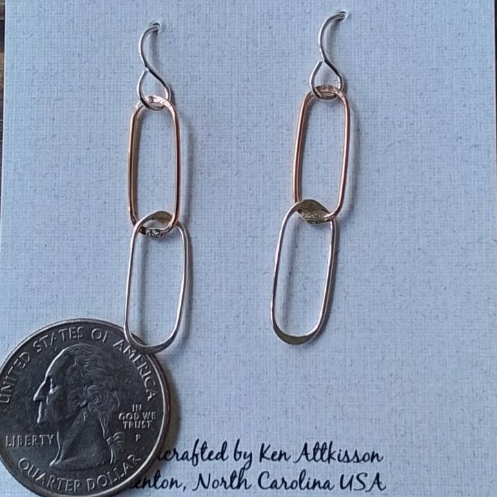 Ken’s handcrafted jewelry - Wholesale Dangle Earrings - Gold Filled and SS double small ovals hanging down earrings0