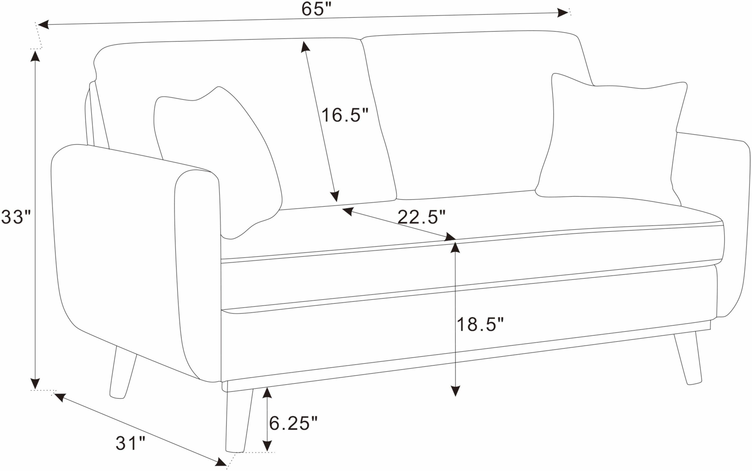 39F Inc. - Wholesale Sofa - Asher Mid-Century Corduroy Sofa, 5-Color, 2-Seat12
