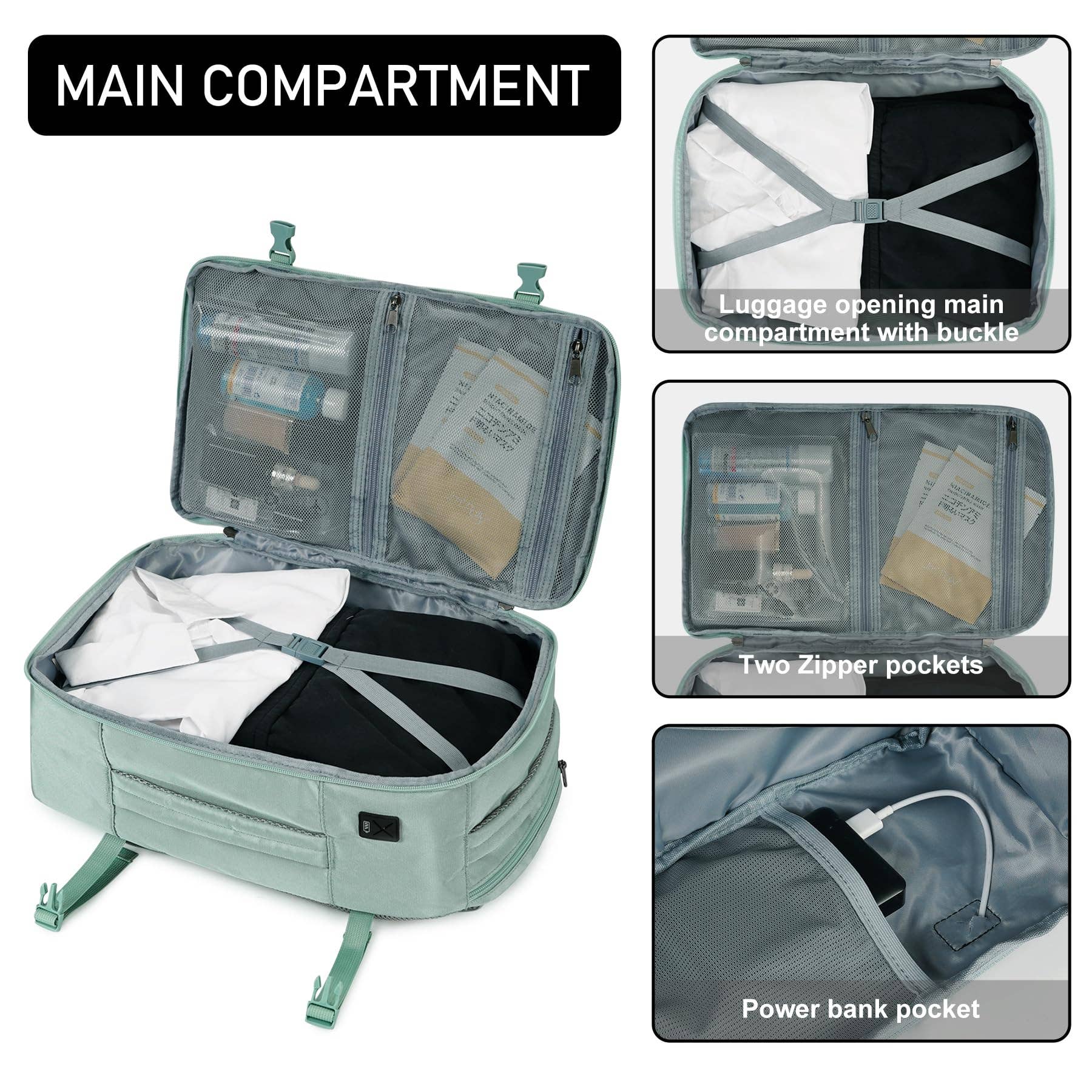 wandf - Wholesale Backpack - Unisex - 20L Underseat 13 Pockets Carry on Travel Bag with USB Port37