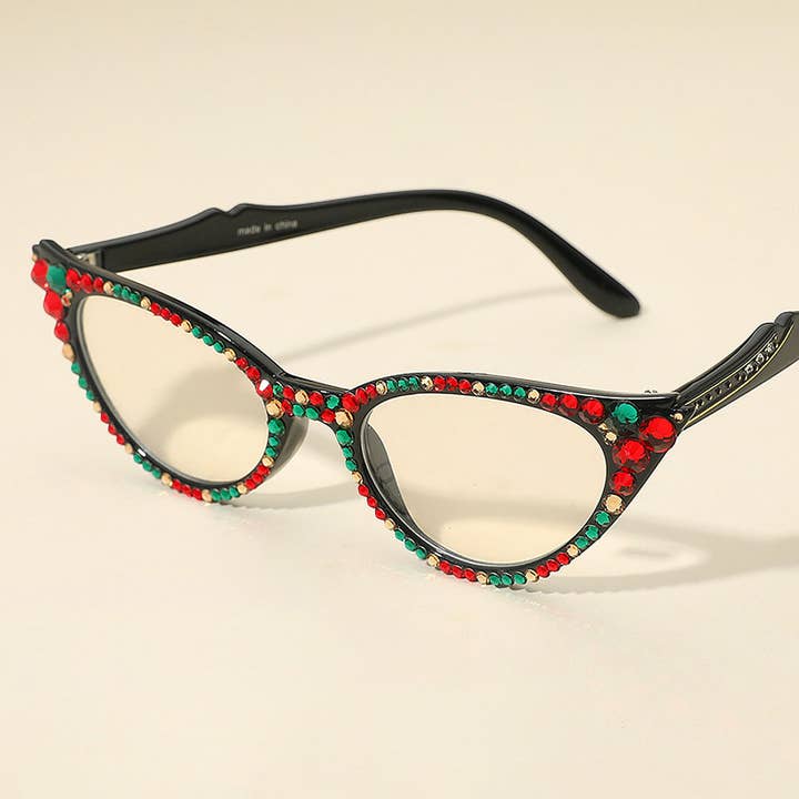 Christmas Crystal Cat Eyes Reading Glasses for wholesale by Sensibling Corp.