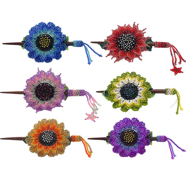 Pichincha - Wholesale Barrette - Women's - Beaded Sunflower Seed Bead Fringe Barrette Hair Stick