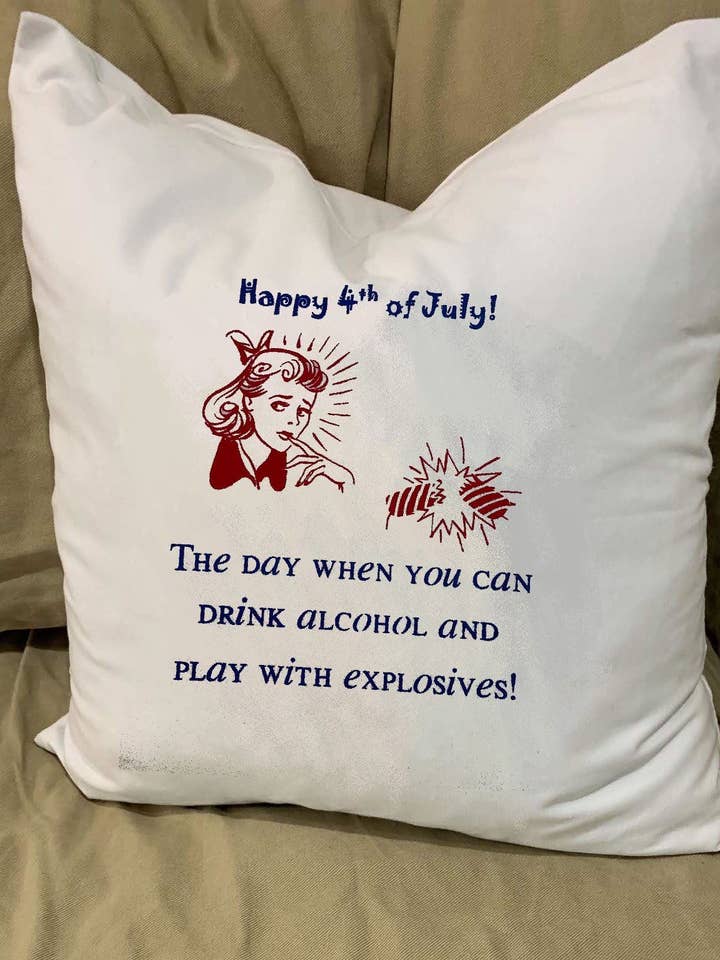 Happy 4Th Of July Pillow With Feather Insert for wholesale by Monique Perry Art