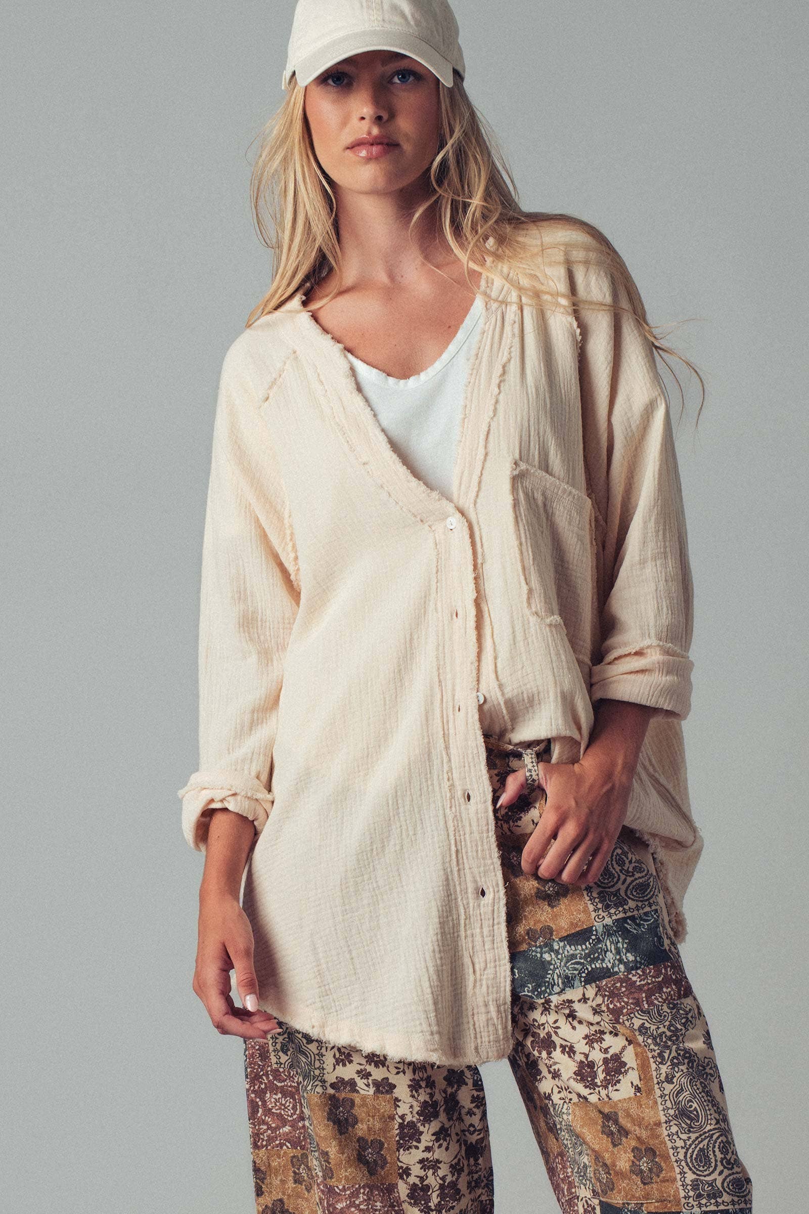 Fashion Week - Wholesale Button Down Shirt - Women's - The Willow Gauze Relaxed Shirt4
