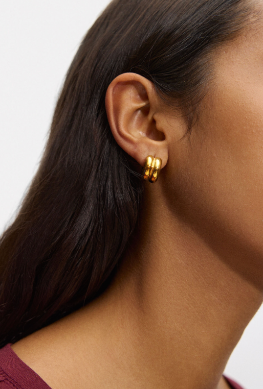 HoopLa – Engroshandel Hoops – Puffy Dobbelt Hoop Øreringe - stål Guld Huggie 4