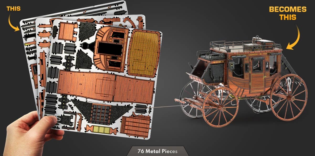 Metal Earth - Wholesale Decorative Tabletop Object - Wild West Stagecoach - COLOR2