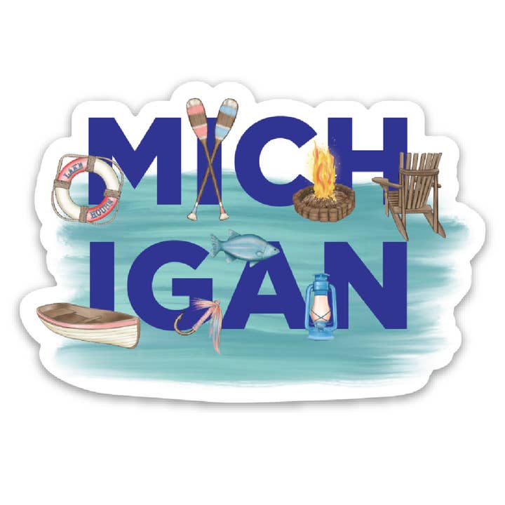 Pegatina Troquelada de Emblemas del Lago Michigan para venta al por mayor de June Apothicarie
