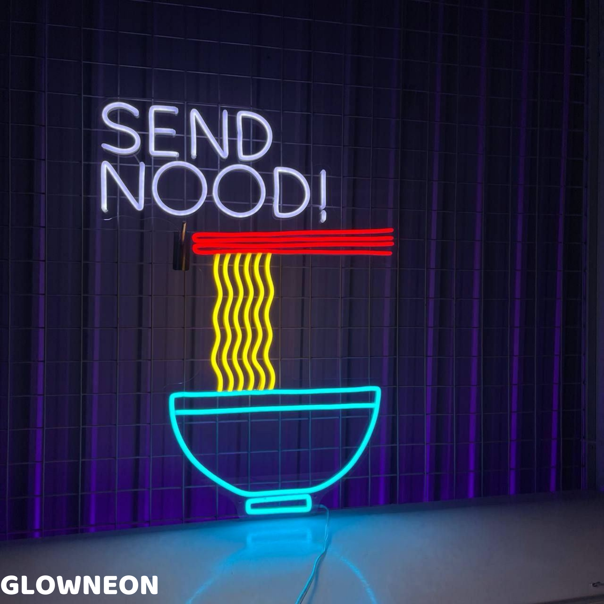 Glow Neon - Vente Enseignes néon - Panneau au néon Send Nood, panneau LED Noodles Ramen, panneau alimentaire japonais2
