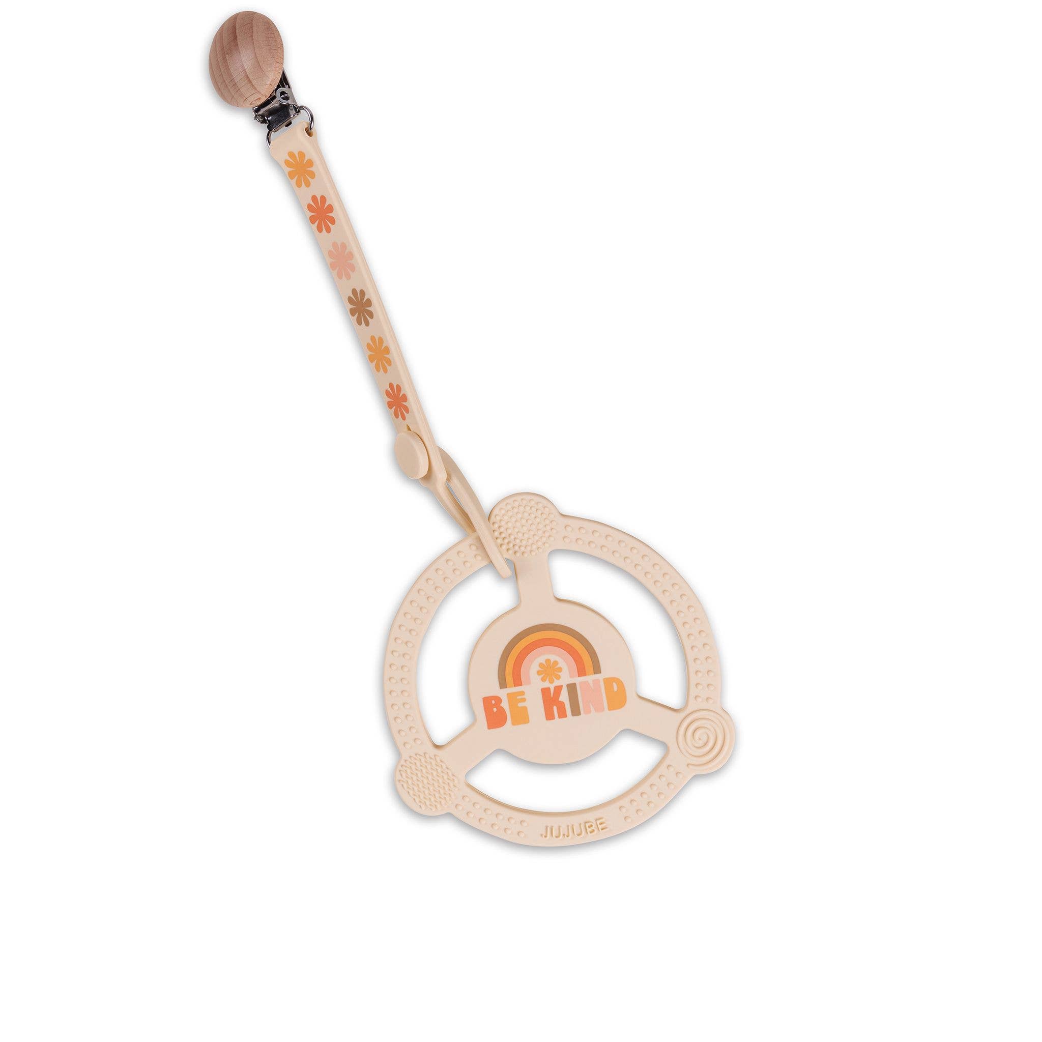 JuJuBe - Wholesale Teether (Not Clip-On) - Baby - Silicone Teether Ring with Detachable Clip Be Kind Rainbows1