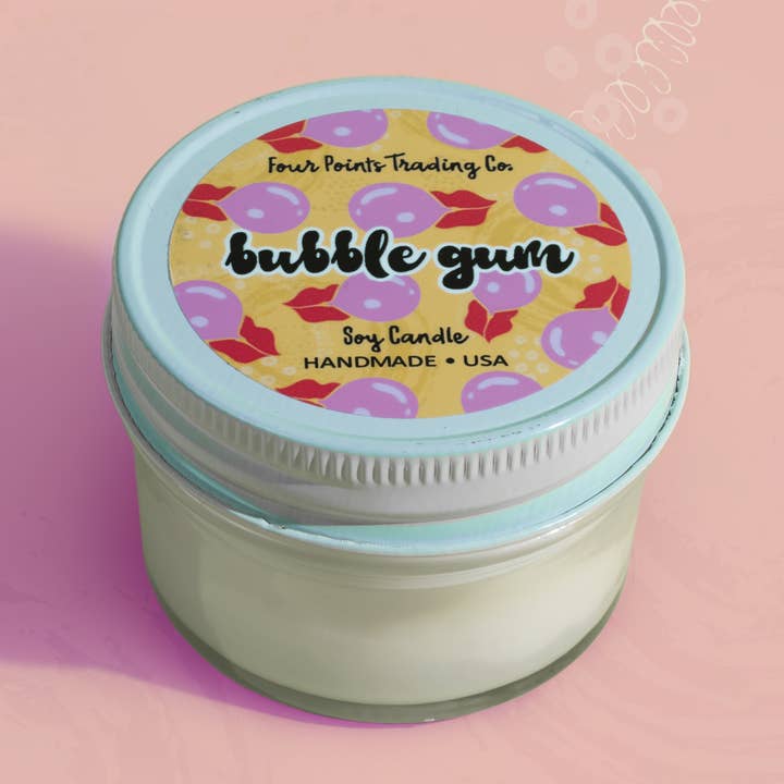 Four Points Trading Co - Wholesale Jar/filled candle - Pop Scents Bubble Gum 4 oz Soy Candle0