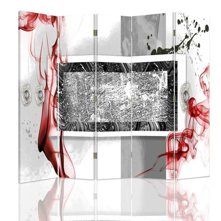 Séparateur de pièce Abstraction gris et rouge 5 pièces pour la vente par Motivartdesign