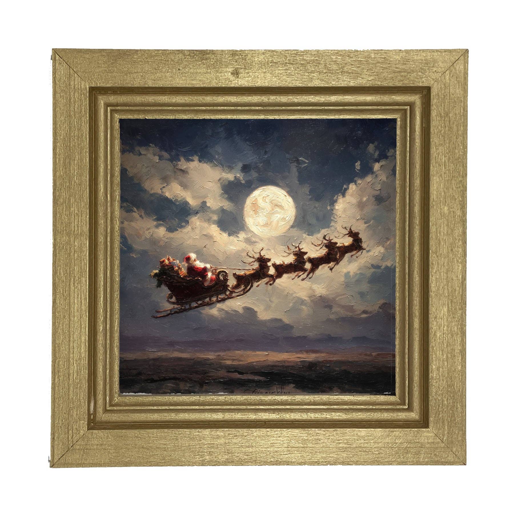 ginger blue - Wholesale Art Print - Santa Flying under Full Moon2